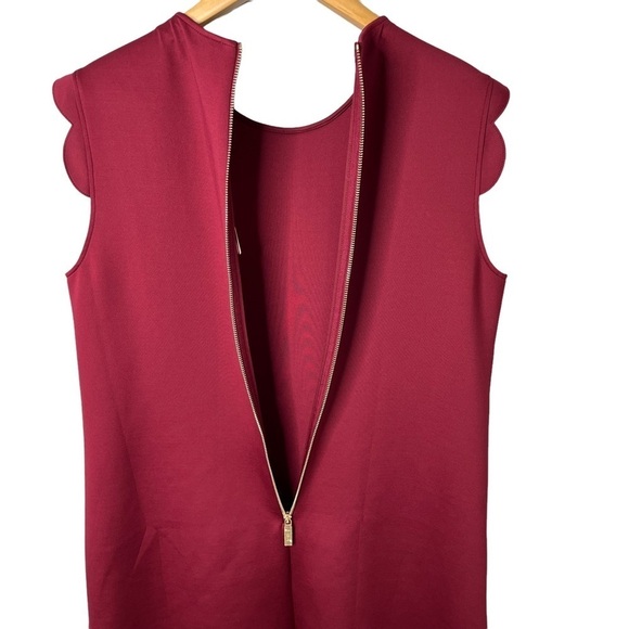 Ted Baker Jasmine Scallop Overlay Shift Dress Maroon Size 5 - Picture 9 of 14